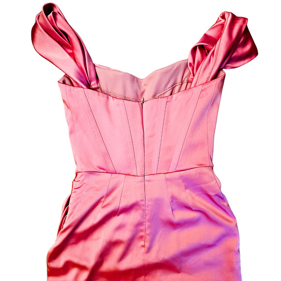 NWT Gigii's Jasmin Corset Off Shoulder Satin Dress Hot Pink $860 Small - Picture 7 of 11
